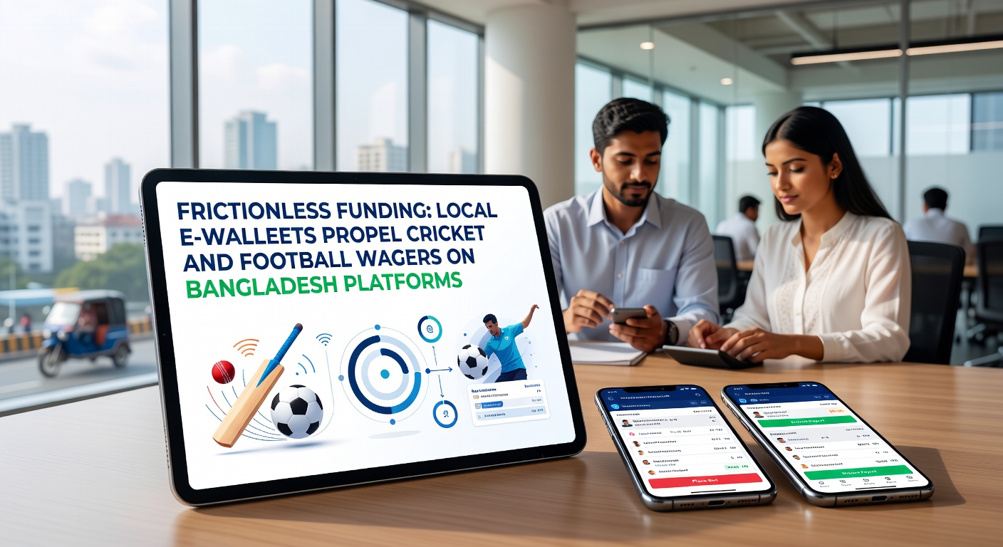 Vibrant digital wallet interface on a mobile phone displaying quick deposit options for cricket betting in Bangladesh