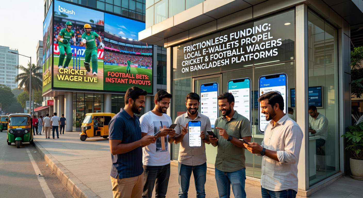 Football match highlights on a betting app with e-wallet confirmation popup showing instant wager placement in Bangladesh