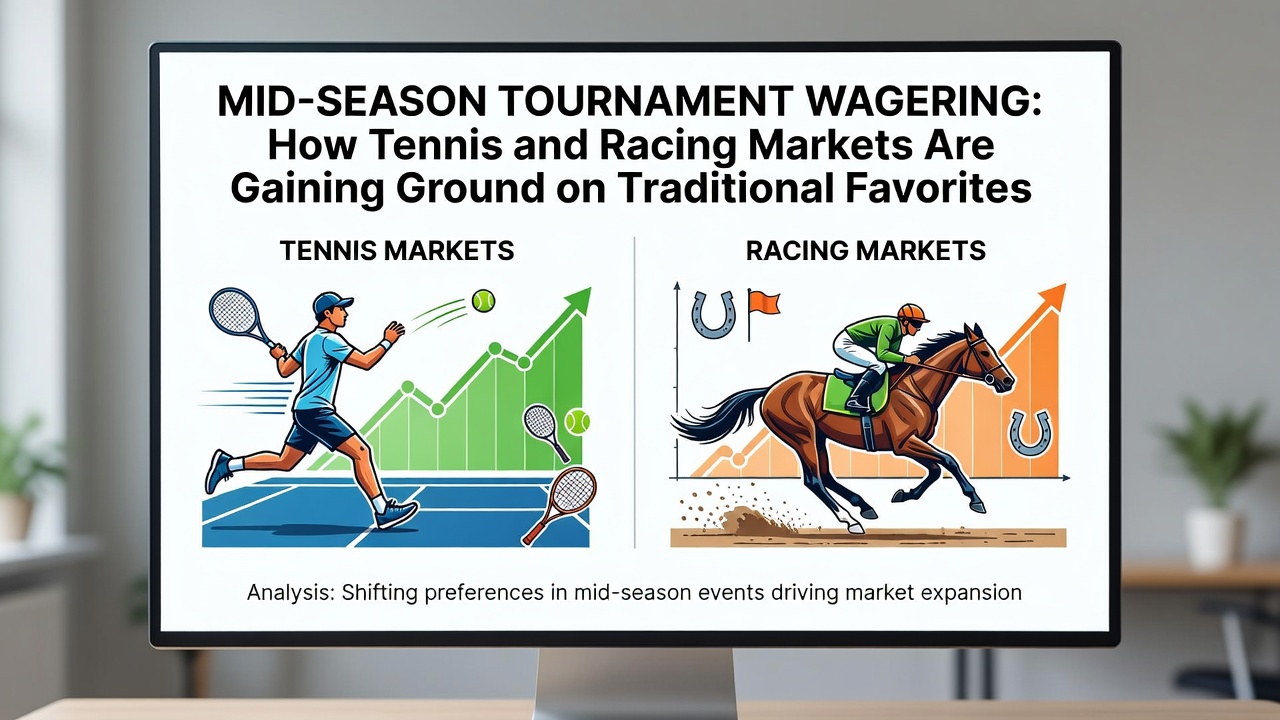 South Asian bettors engaging with tennis and horse racing betting markets on mobile devices during mid-season tournaments