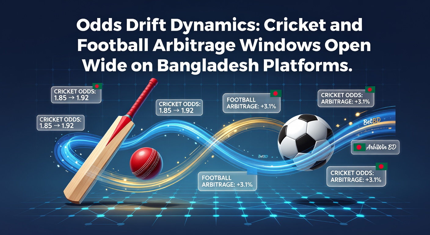 Graph illustrating odds drift patterns in a live cricket match between Bangladesh and India, showing line movements over innings