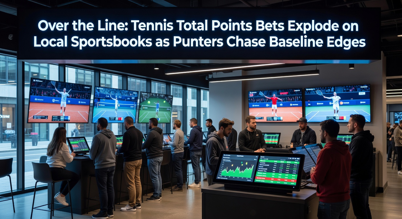 Intense tennis baseline rally with players locked in a long exchange, highlighting the grueling points that drive total bets