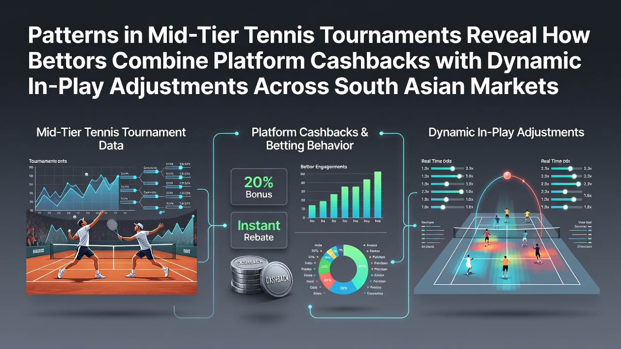 Mid-tier tennis tournament action with betting interface overlays showing cashback indicators and live odds adjustments