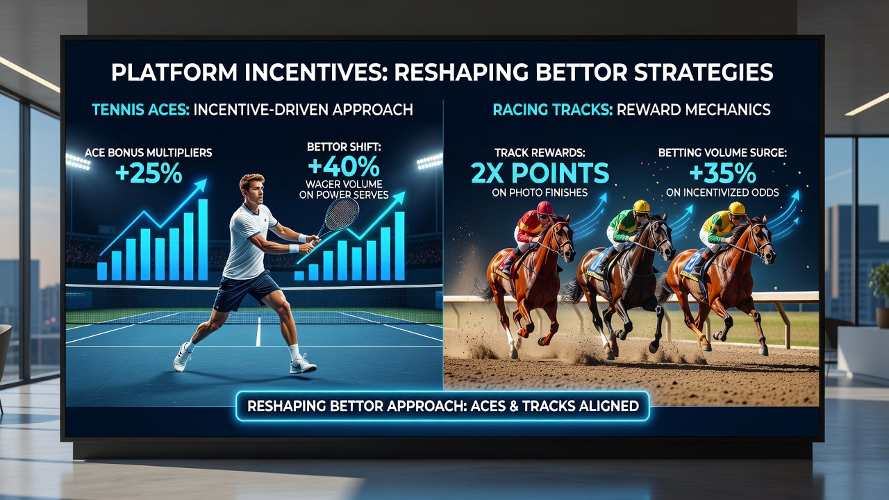 Data visualization of increased betting volumes on tennis aces and racing tracks following platform incentive rollouts