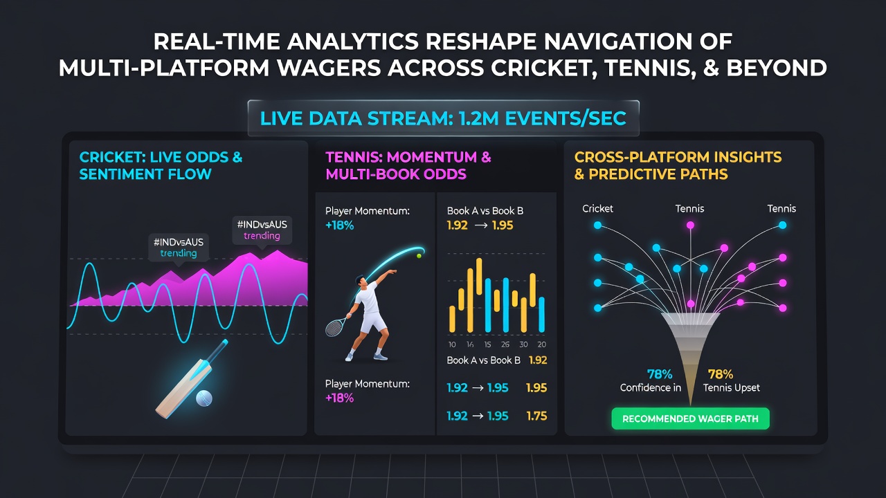 Mobile and desktop screens displaying synchronized analytics for tennis and racing bets