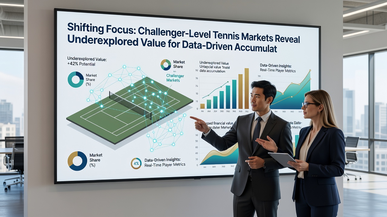 Data analytics dashboard displaying tennis statistics and accumulator bet calculations on a laptop screen